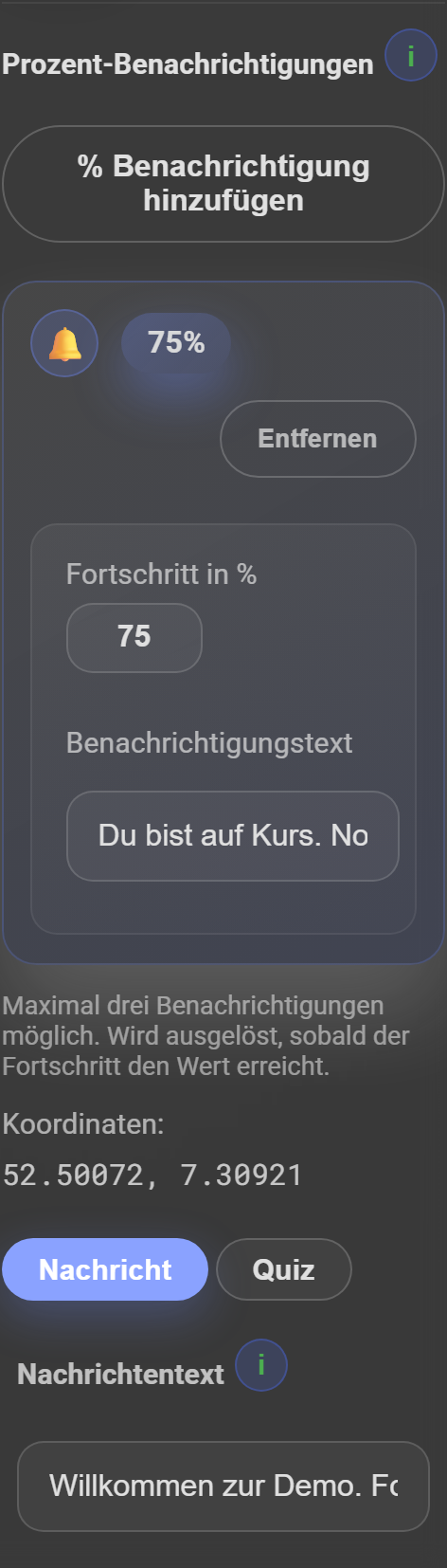 Zwischenziel einstellen